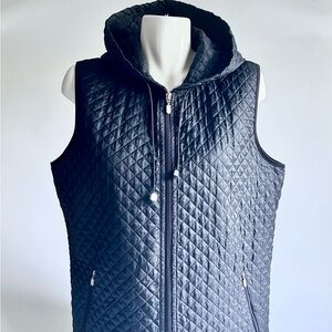 New Tall Girl Black Nylon Quilted Hooded Vest size XL